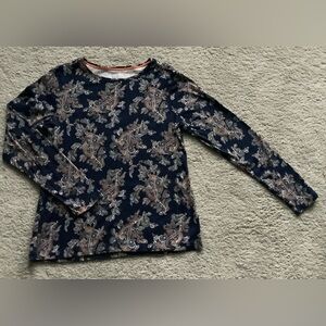 Croft & Barrow Navy Paisley Long-Sleeve Top